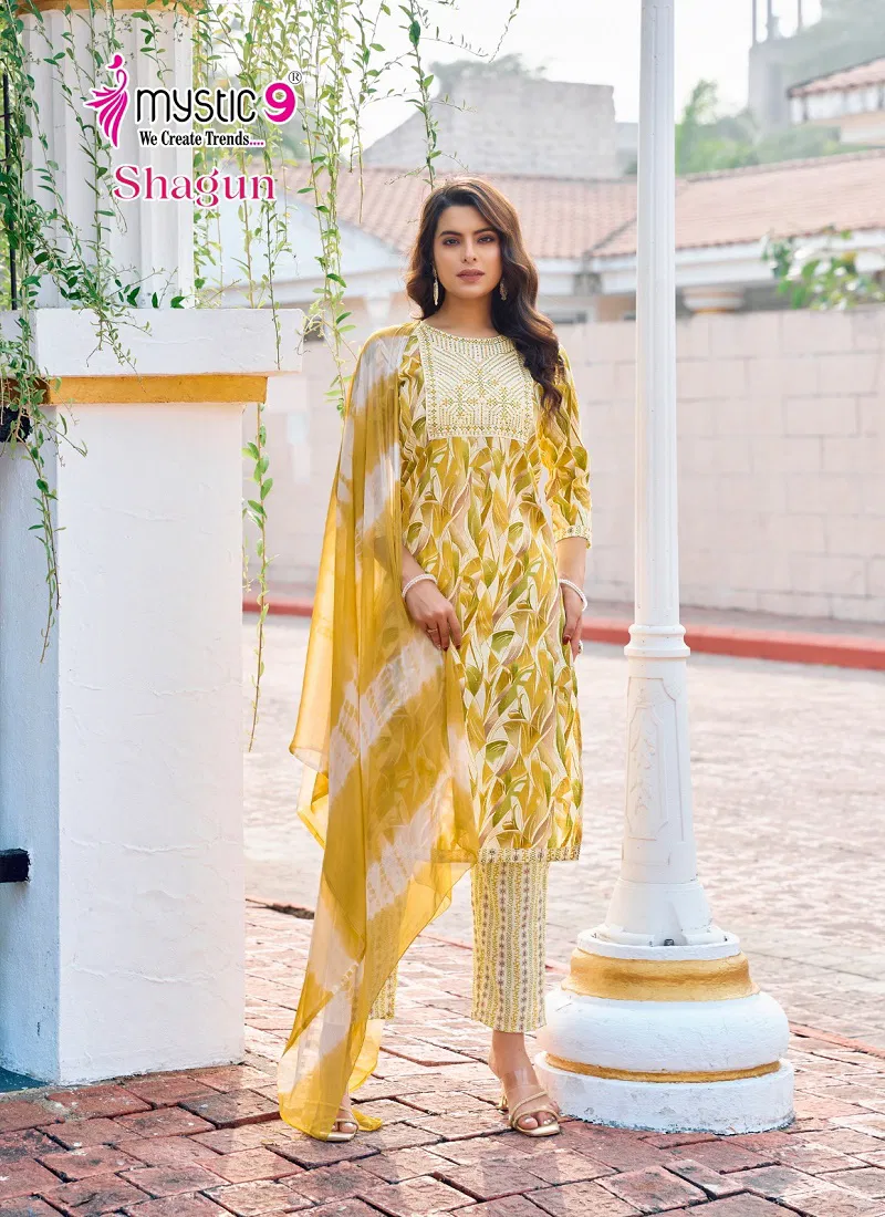 Mystic 9 Shagun Vol 14 Rayon Kurti Bottom With Dupatta Collection Catalog